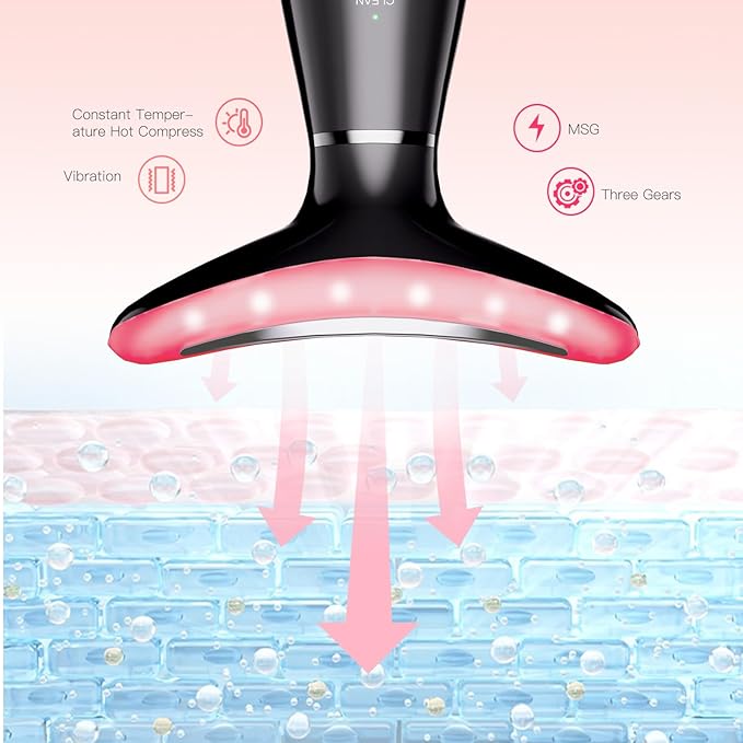 Neck Face Massager, 3-in-1 Facial Massager, Face Sculpting Tool for Skin Care at Home with Vibration and Thermal (Black)