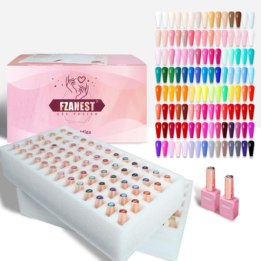 FZANEST 130Pcs 15ml Gel Nail Polish Set With Rubber Base Top Matte Coat 120 Colors Pink Nude Red Blue White All Seasons Gel Polish Kit Nail Art Starter For Nail Salon Home Gifts for Women and Girls