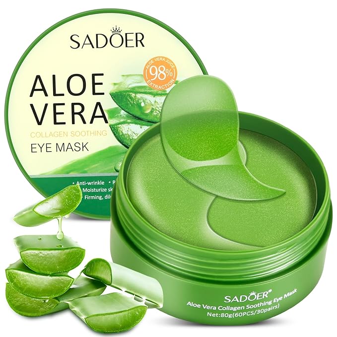 Under Eye Mask, 60 PCS Aloe Vera Under Eye Patches for Dark Circles, Eye Puffiness & Dark Circles Treatment,Under Eye Gel Pads, Eye Bags Treatment, Eye Mask Patches Skincare
