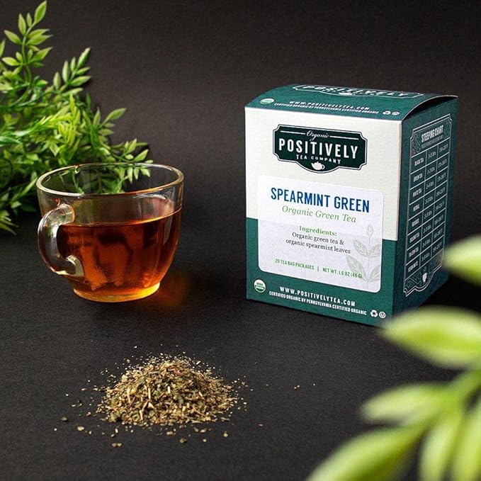 Organic Positively Tea Company, Spearmint Green Tea Bags, 20 Count
