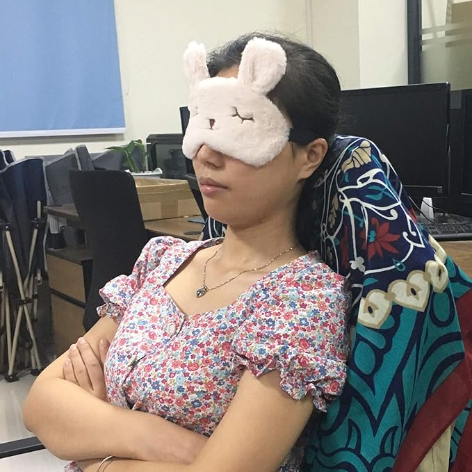 Honbay Plush Rabbit Sleeping Eye Mask Cute Cartoon Animal Eye Mask for Children (Beige)