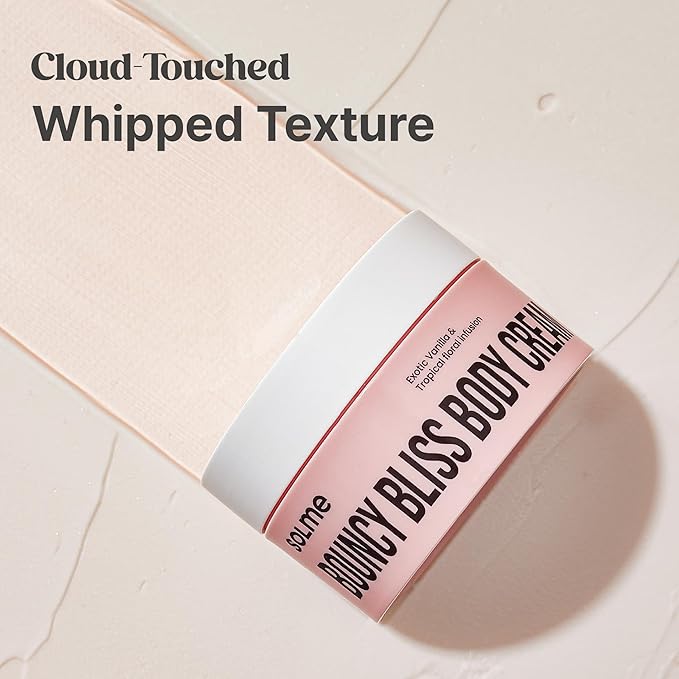 Bouncy Bliss Body Cream Creamy Velvet Vanilla & Sun-Kissed Peach, Deep Hydration for Smooth & Radiant with Coconut & Jojoba Oil, Collagen & Avocado Extract, K-BEAUTY, 6.76 fl. oz.