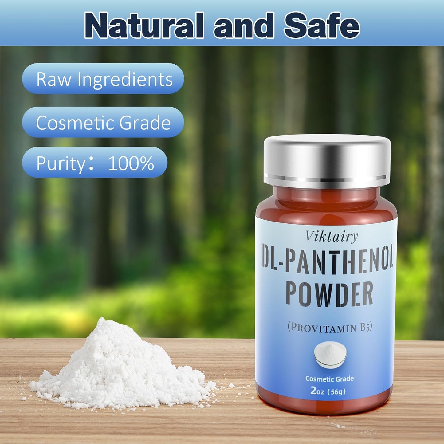 Pure DL-Panthenol Powder (2oz, 56g), Cosmetic Grade Provitamin B5 Powder for Hair Care, Skin Care, Nails Deep Mousturizer, Panthenol Cream, Hair Conditioner, Shampoo, Soap, Lotion