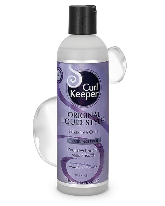 Original Curl Keeper Anti-Frizz Curl Defining Hair Styler (12 Oz) - Fragrance-Free, Lightweight Curl Definer Liquid Gel for All Weather Conditions - Wavy & Curly Hair Products for Women