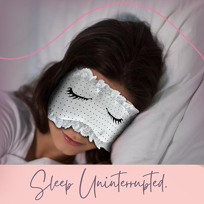 CELESTIAL SILK 100% Silk Sleep Mask for Women with Silk Covered Elastic Strap, Eye Mask for Sleeping (One Size, Charming Lashes)