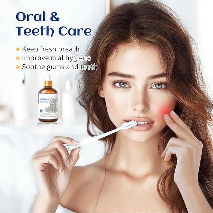 HIQILI Myrrh Essential Oil for Skin, Face, Diffuser, Add to Perfume, Toothpastes, Candle, Soap - 3.38 Fl Oz