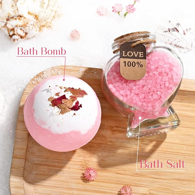 FRAMICS Spa Gifts for Women, Relaxing Spa Gift Baskets for Women, Bath Sets for Women Gift, Relaxing Gifts for Mom, Wife, Sister, Friends, Teacher, Nurse, Valentine's Day, Mother's Day, 8-Piece, Pink