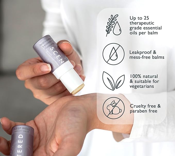 Scentered Aromatherapy Balm Gift Set - Calm & Confident - Pack of 3 Balms: Sleep Well, De-Stress, Focus - Rosemary, Cedarwood, Lavender Essential Oils - Aromatherapy Gifts for Women