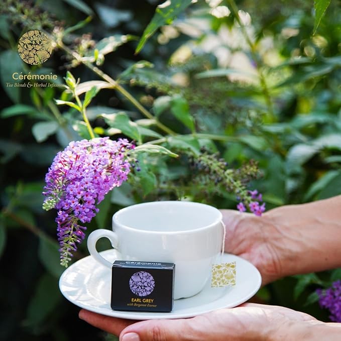 Ceremonie Tea Herbal Variety Pack - Kosher Set with Reusable Wooden Tray - Assorted Sampler With 10 Individually Wrapped Silky Mesh Bags - Single Serve Pouches