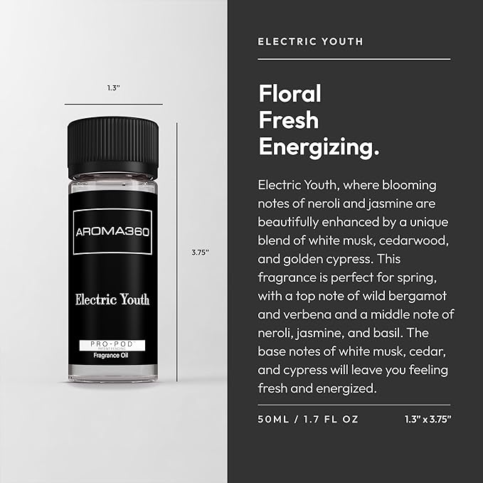Aroma360 Pro Pod - Fragrance Oil - Scent Includes Wild Bergamot, Cypress & Neroli - Electric Youth, 50mL/1.7 fl oz