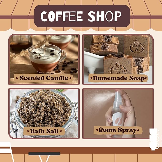 SALUBRITO Coffee Fragrance Oils Set, Premium Essential Oils for Diffuser, Candle, Soap Making, Blueberry Muffin, Eggnog Latte, Caramel Machhiato, Cafe Mocha, French Vanilla, Hot Chocolate, Scented Oil