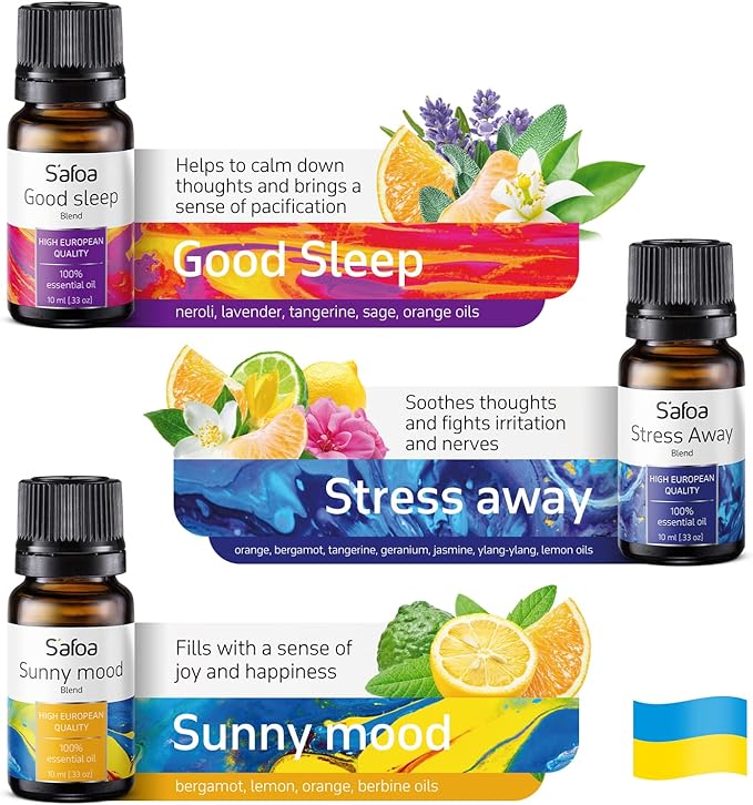 Top 6 Blends Essential Oils Set - Essential Oils Blends for Diffuser - Aromatherapy Blends Oils for Dream, Mood, Breathe, Love, Feel Good, Stress Relief