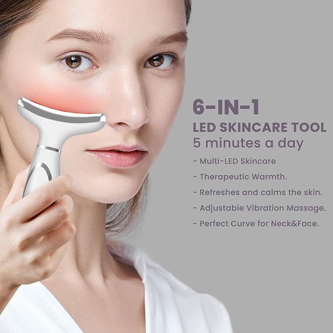 Red light therapy for face,Facial Massager,skin Care Tool,for Anti-Aging, at home,Lifting and Tightening Sagging Skin (Pearl White)