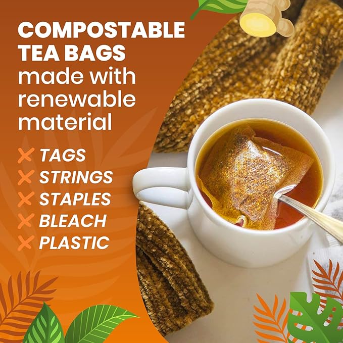 Organic Ginger Tea — 100 Tea Bags | Organic Herbal Tea From Single Origin | Eco-Friendly | Non-GMO Caffeine Free | Cederberg Tea Company.