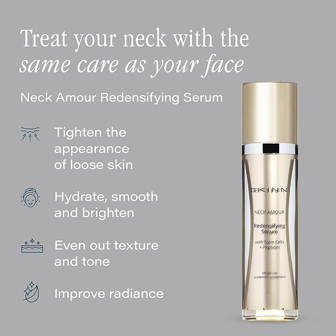 SKINN Neck Amour Redensifying Serum - Anti-Aging Neck Cream with Stem Cells & Peptides Tighten the Appearance of Loose & Sagging Skin - Enriched with Rice Protein