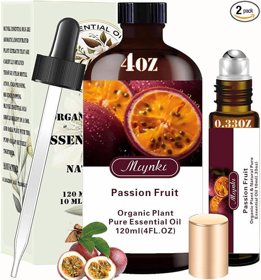 Passion Fruit Essential Oil - Passion Fruit Oil 4 Fl Oz & Roll On 10ML Essential Oil Set for Aroma Diffuser Humidifier Home Fragrance Bath SPA Cleaning Massage
