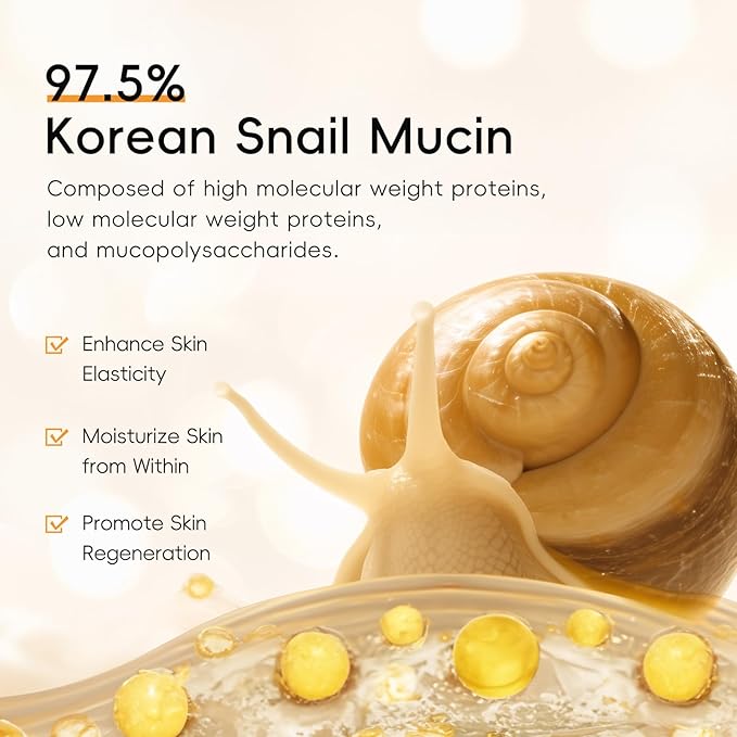 Snail Mucin Cream, 97.5% Pure Snail Slime Extract Moisturizer for Face and Body, Snail Mucin Essence 92% Snail Slime Serum, Face Cleanser for Moisturizing Repairing
