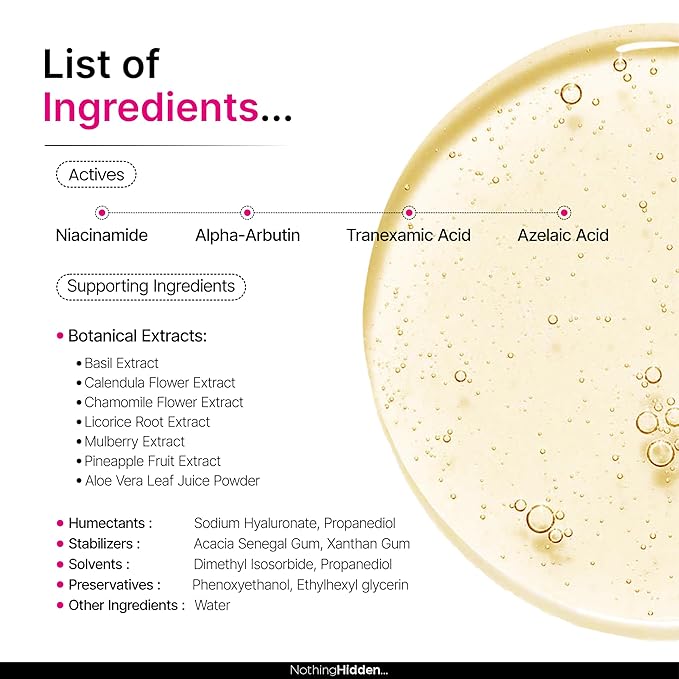 The SkinPixels 10% Niacinamide Brightening & Glow Face Serum – Reduces Dark Spots, Acne, Fine Lines & Wrinkles, Pore Minimizer, Anti-Aging with Tranexamic Acid, Alpha Arbutin & Hyaluronic Acid, 30ml