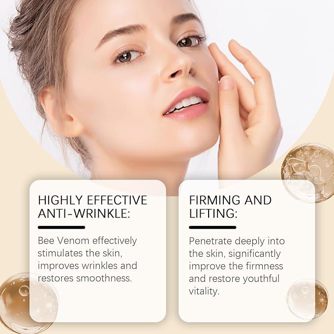 Bee Venom Serum,Bee Venom For Face And Neck With Collagen, Wrinkle Removal And Firming, Moisturizing Lifting Natural Bee Venom For All Skin Types Bee Venom Essential Oil For Men And Women(2 PCS)