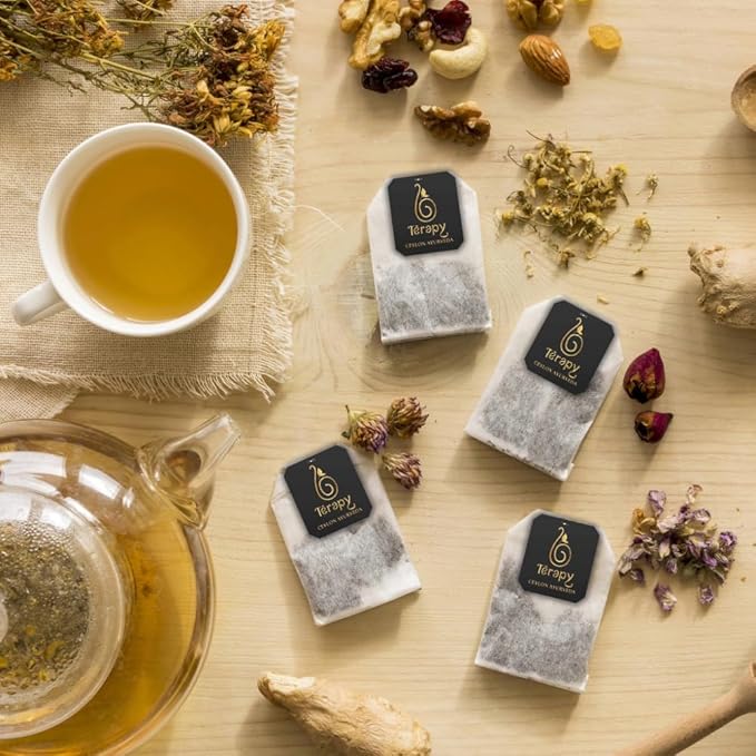 Térapy Ceylon Organic MORINGA TEA | USDA Organic Herbal Tea Bags| Helps with Vitality & Antioxidants | 100% Natural Ayurvedic Ingredients | 20 Individually Wrapped Tea Bags