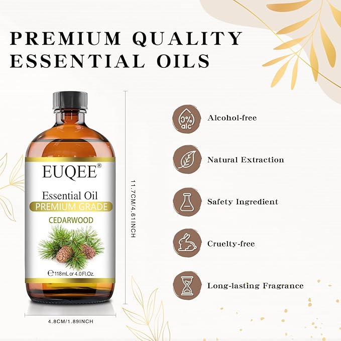 Cedarwood Essential Oil 118mL Pure Cedarwood Oil Premium Essential Oil for Diffuser, Humidifier - with Glass Dropper (4fl.oz)