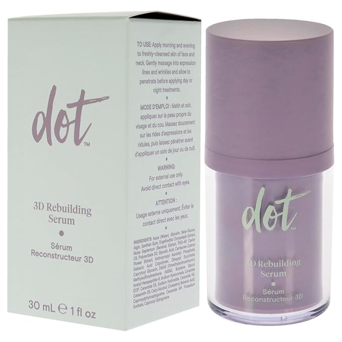 dot 3D Rebuilding Serum - Long Lasting Hydration - Daily Face Serum -Moisturizing & Brightening Skin - Menopause Skincare - For all Skin Types - Vegan - Sulfate Free - Travel Size - 1 oz
