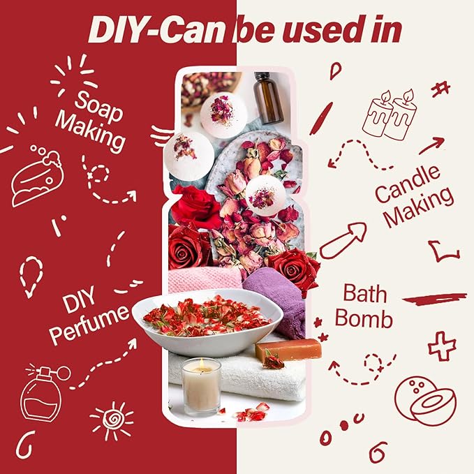 Rose Essential Oil Pure Organic Rose Oil for Diffuser, Perfume, Massage, Aroma, Bath - 10ML