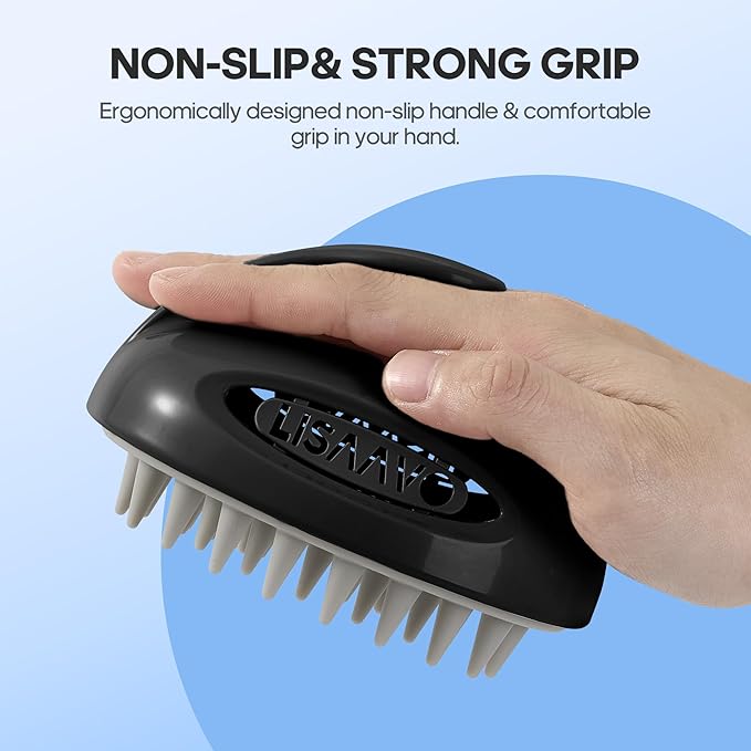 Hair Massager Scalp 3 in1 Scalp Scrubber Silicone Scalp Massager with Three Bristles-Soft, Medium and Hard Brush for Men Women and Pets,Black