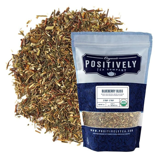 Organic Positively Tea Company, Blueberry Bliss Rooibos Tea, Loose Leaf, 16 Ounce