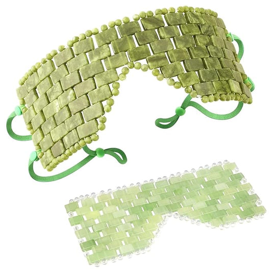 Jade Eye Mask, Facial Cooling Mask with 100% Real Jade for Hot & Cold Therapy to Reduce Wrinkles, Puffiness, Migraines, and Anti-Aging