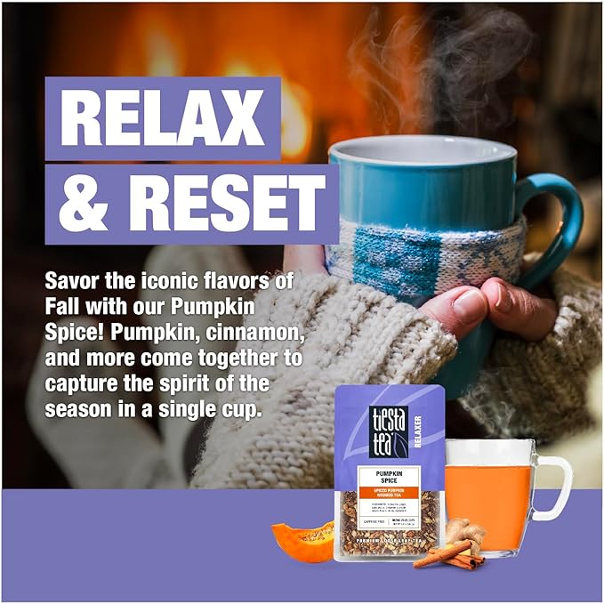 Tiesta Tea - Pumpkin Spice Rooibos Tea | Loose Leaf | Premium Blend | Non-Caffeinated Herbal Infusion | Make Hot or Iced & Up to 25 Cups | 2oz Resealable Pouch