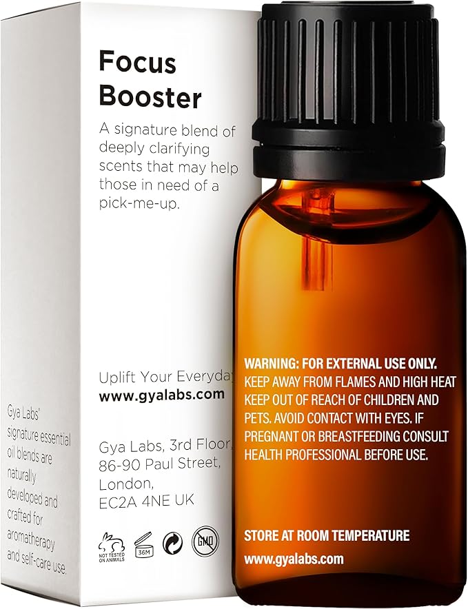 Gya Labs Focus Booster Essential Oil Blend - 100% Pure Natural Focus Essential Oil - Fresh & Minty Scent (0.34 Fl Oz)