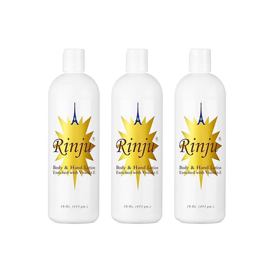 Rinju Body & Hand Lotion - Pack of 3 Non-Greasy for Women & Men - 16 Oz Cocoa Butter, for Extremely Dry Skin - Pierre La Touche Lotion 2 Oz - Vitamin E Moisturizer