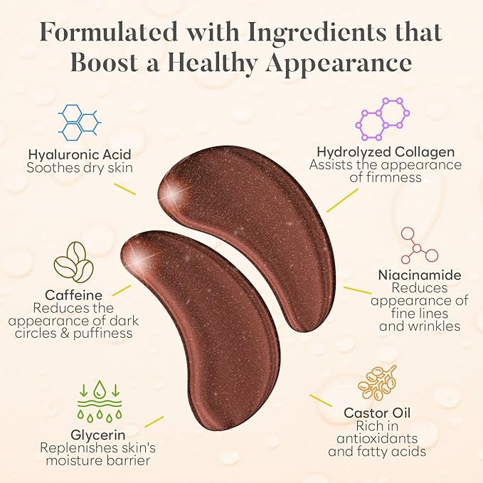 Caffeine Under Eye Patches(30 Pairs) Under Eye Patches for Dark Circles, Puffy Eyes - Caffeine