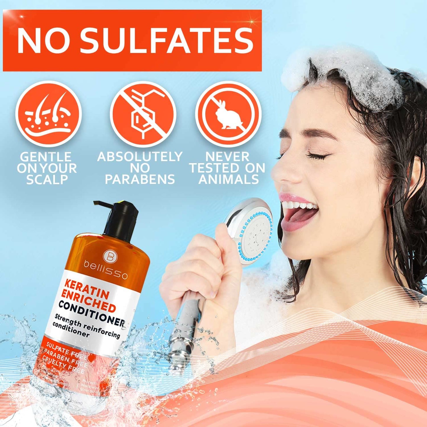 Keratin Conditioner – Sulfate and Paraben Free Deep Treatment for Dry, Damaged Hair - Salon Formula - For Curly, Color Treated, Straight and Frizzy Hair – for Women and Men to Repair Split Ends