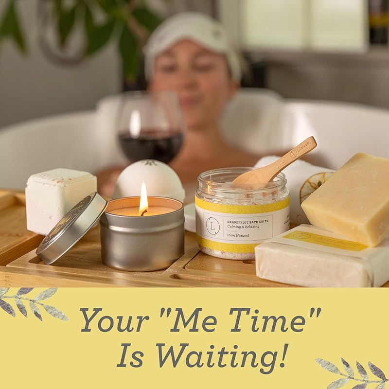 Lizush Luxury Citrus Spa Gift Basket - 15-Piece Handmade Self-Care Set for Relaxation, Perfect Gift for Women, Wife, Mom, or Best Friend - Handmade in the USA