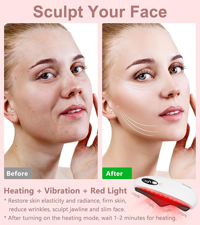 Gua Sha Facial Tool, Electric Black Obsidian Guasha Tool for Face, Chin, Neck, Body, Heated Vibrating Massage Gua Sha Stone for Face Sculpting