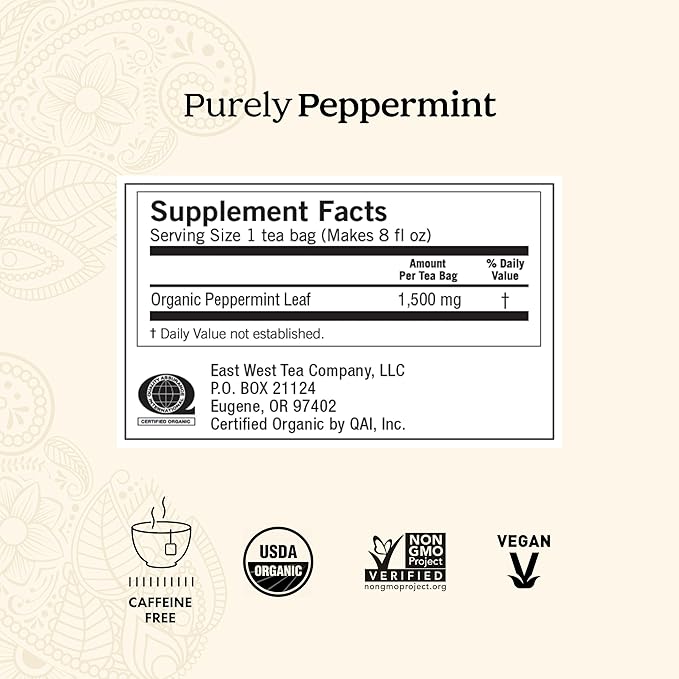 Yogi Tea - Purely Peppermint Tea (6 Pack) - Supports Healthy Digestion - Caffeine Free - 96 Organic Herbal Tea Bags