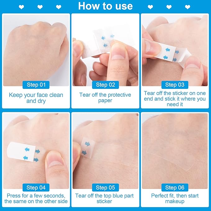 PAGOW 40PCS Face Lift Tape Invisible Instant Adhesive Lifter Bands Waterproof Ultra thin Makeup Strip for Neck Eye Breathable Hypoallergenic Double Chin Jowls Lifter Wrinkles Lifting Saggy Skin