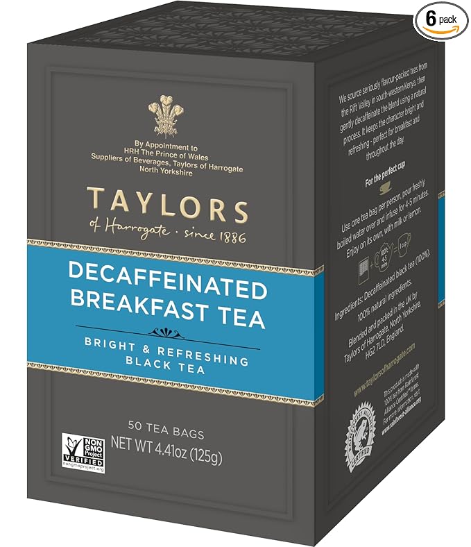 Taylors of Harrogate Decaffeinated Breakfast, 50 Teabags (Pack of 6)