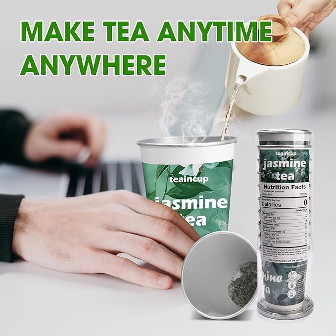 Organic Tea Sampler – 10 Eco-Friendly Tea Cups for Hot or Iced Teas, Premium Loose Leaf Teas Variety Pack – Jasmine, Chamomile, Hibiscus, Lemon Balm, Green Tea