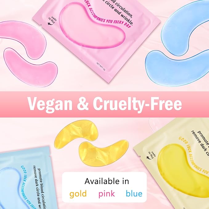 Under Eye Patches (30 Pairs) - 24K Gold Eye Mask for Puffy Eyes, Dark Circles, Under Eye Bags and Smooth Wrinkles, Eye Gel Pads With Collagen, Hyaluronic Acid & Castor Oil