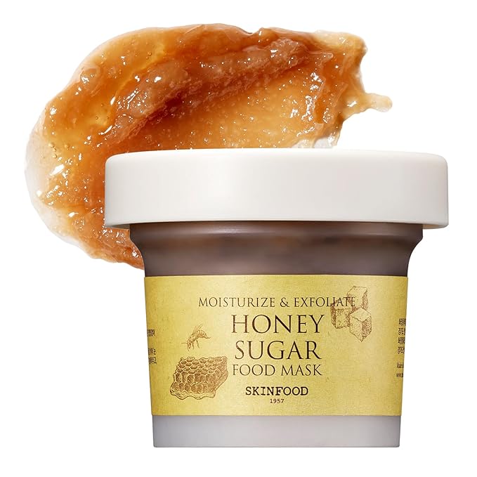 SKINFOOD Mask Honey Sugar 120g - Facial Pore Cleanser, Nourishing & Firming Skin Exfoliator - Wash Off Face Masks w/Melting Sugar for Healthy and Smooth Skin- Shower-Proof Texture (4.23 oz)