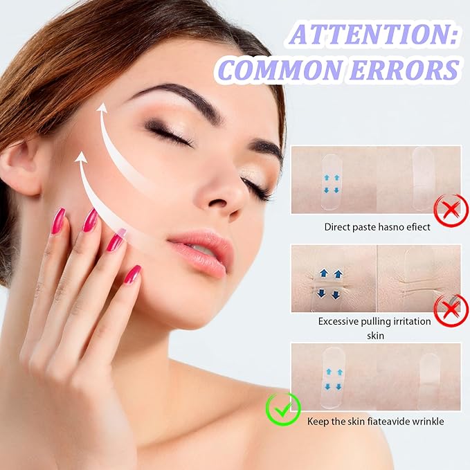 Invisible Lift Tapes 160 Pcs Face Tape Instant Tightening Sticker Portable Neck Patches Saggy Skin Strips Jowls Stickers Face Care Tape Clear Facical Tape for Wrinkle Double Chin Neck