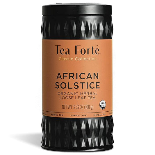 Tea Forte African Solstice Premium Organic Loose Leaf Caffeine-Free Herbal Tea Blend Canister, Makes 35-50 Cups