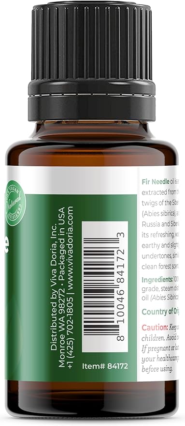 Viva Doria Fir Needle Essential Oil, 100% Pure, Natural Essential Oil, Undiluted, for Aromatherapy | Food Grade, 15 mL (0.5 Fluid Ounce)