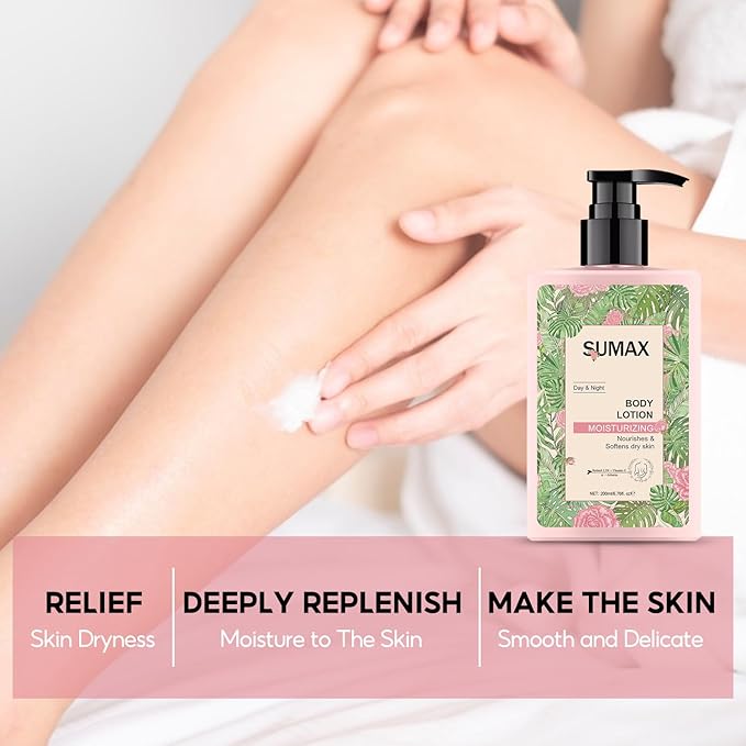 Sumax Body Moisturizer Lotion Natural Formula Fast Absorption Nourishing & Moisturizing Body Lotion Prevent & Repair Dry Skin for Women and Men
