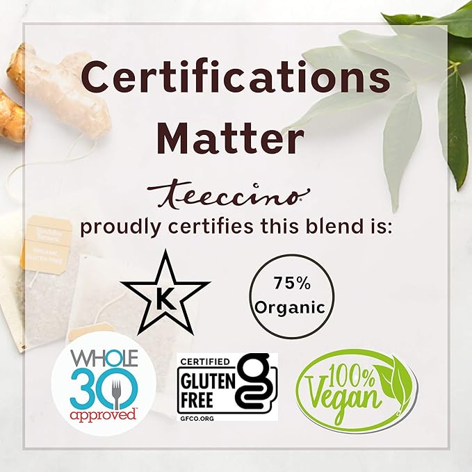 Teeccino Dandelion Caramel Nut Tea - Caffeine Free, Roasted Herbal Tea with Prebiotics, 3x More Herbs than Regular Tea Bags, Gluten Free - 10 Tea Bags (Pack of 4)