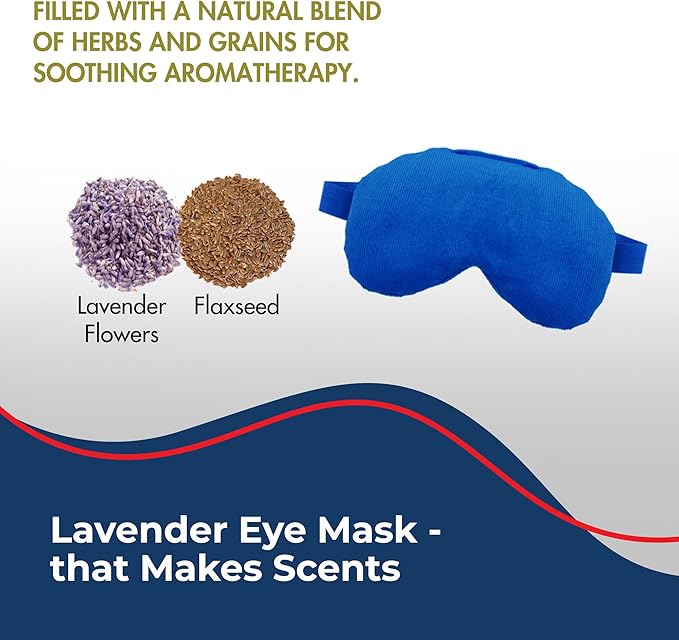 Lavender Eye Mask - Weighted Eye Mask for Relaxation and Yoga - Cold Therapy Eye Masks for Women, Men - 1 Eye Mask Blue