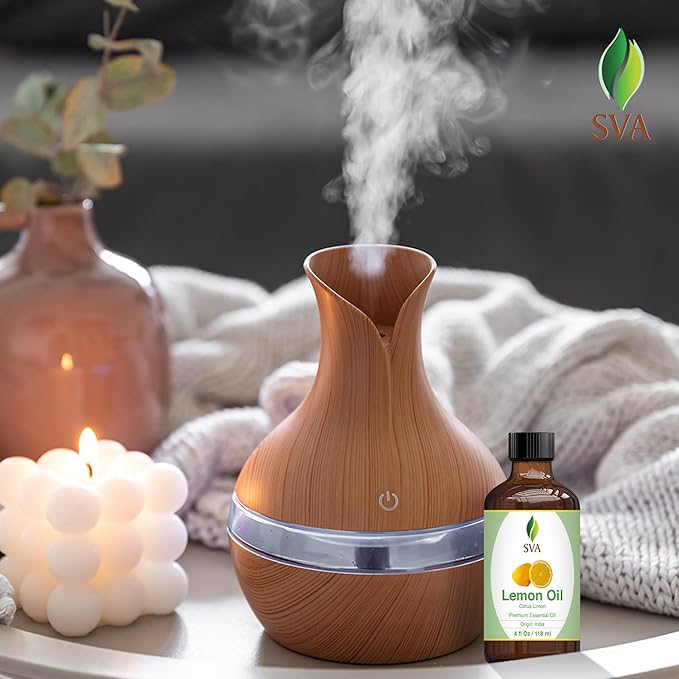 SVA Lemon Essential Oil – 4 Fl Oz – 100% Natural Lemon Oil - for Diffuser, Hair Care, Face, Skin Care, Aromatherapy, Scalp and Body Massage, Soap and Candle Making – with Dropper